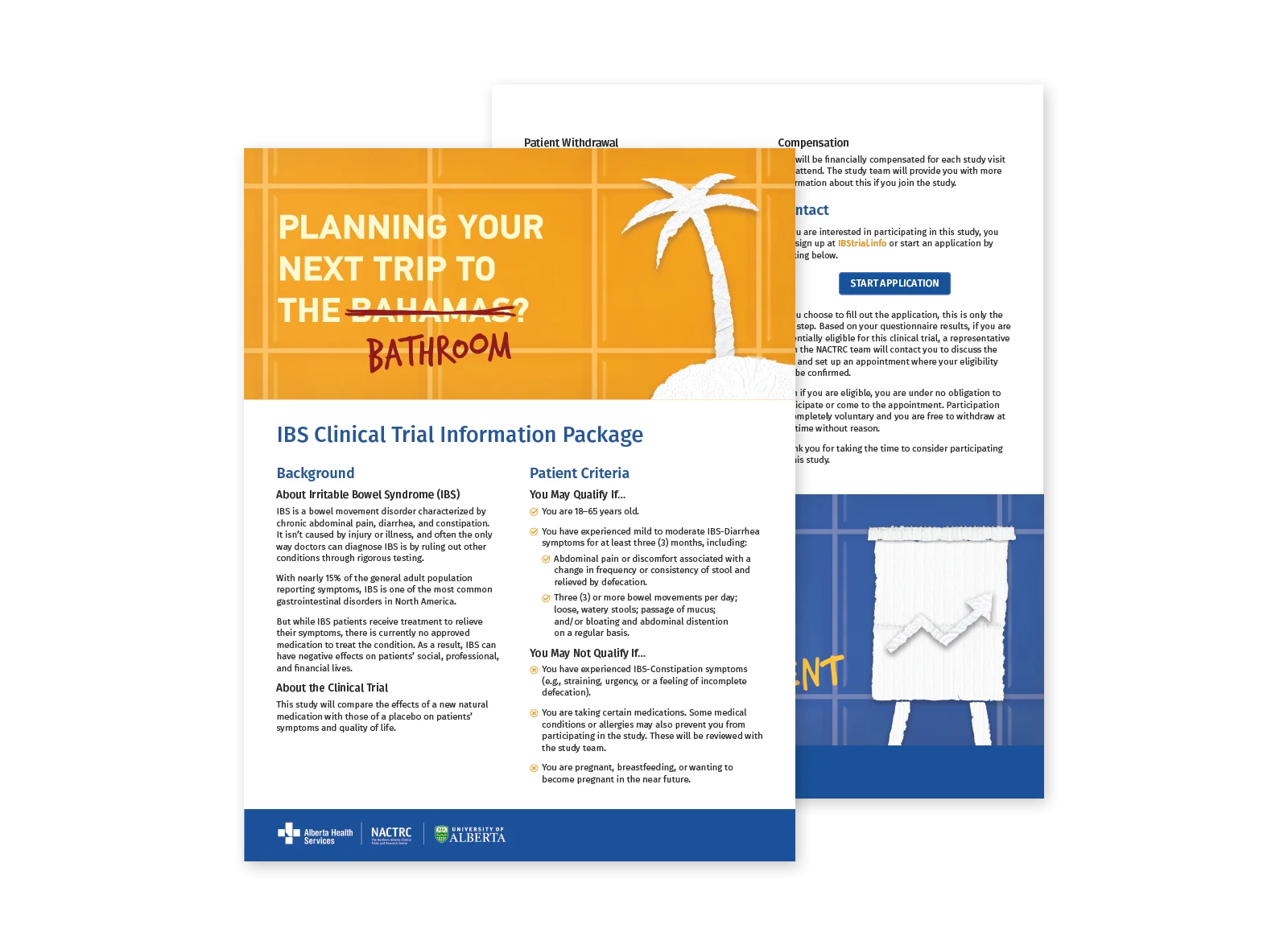 A campaign info package with details about the clinical trial